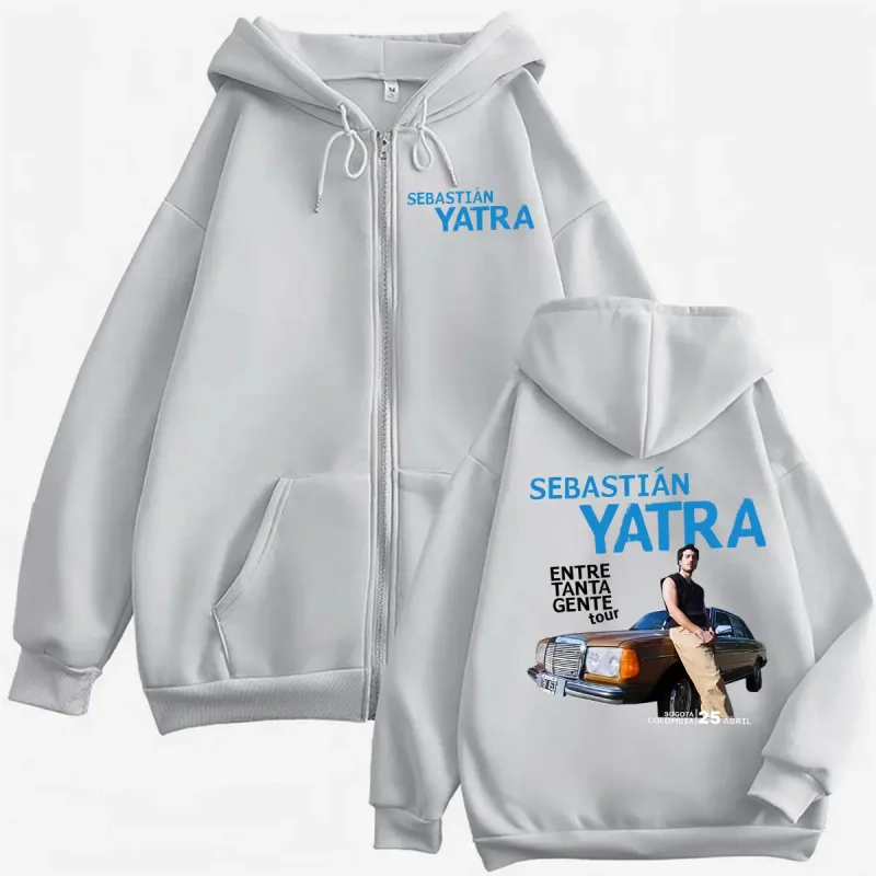 Sebastian Yatra Entre Tanta Gente Tour 2026 Hoodie Men Women Comfort Zip Up Hoodies Retro Street Zipper Sweatshirts Coats Jacket