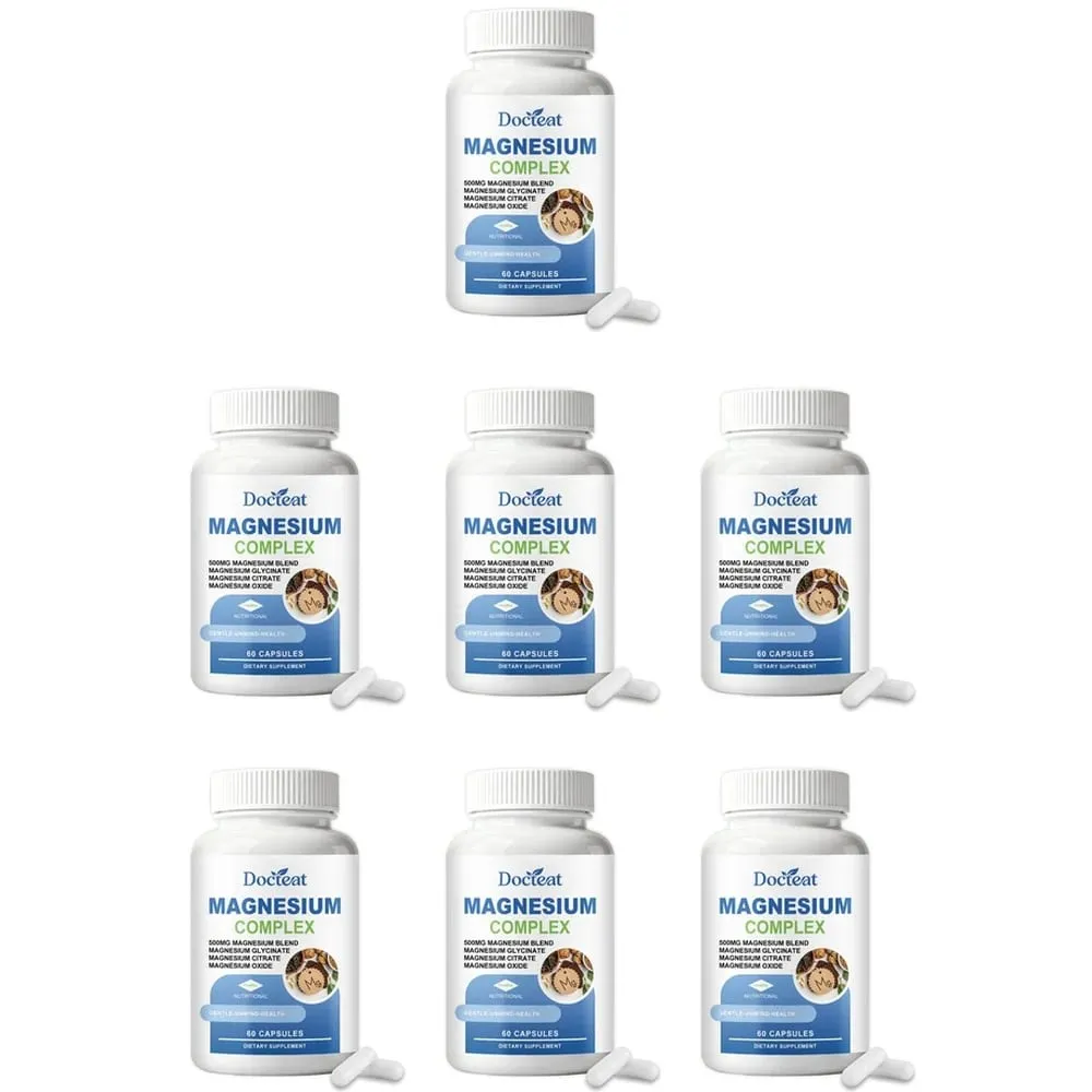 Docteat Magnesium Complex Capsules 500mg L-Theanine Taurine Supports Nerve Health Energy Metabolism Muscle Relaxation 60 Caps
