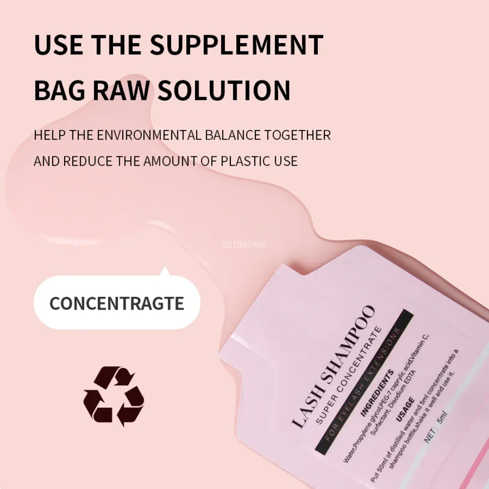 60ml Refillable Leakproof Empty Foam Pump Bottles Eyelash Extension Shampoo Kit Lash Comb Tube Cleaning Brush EVA Storage Bags