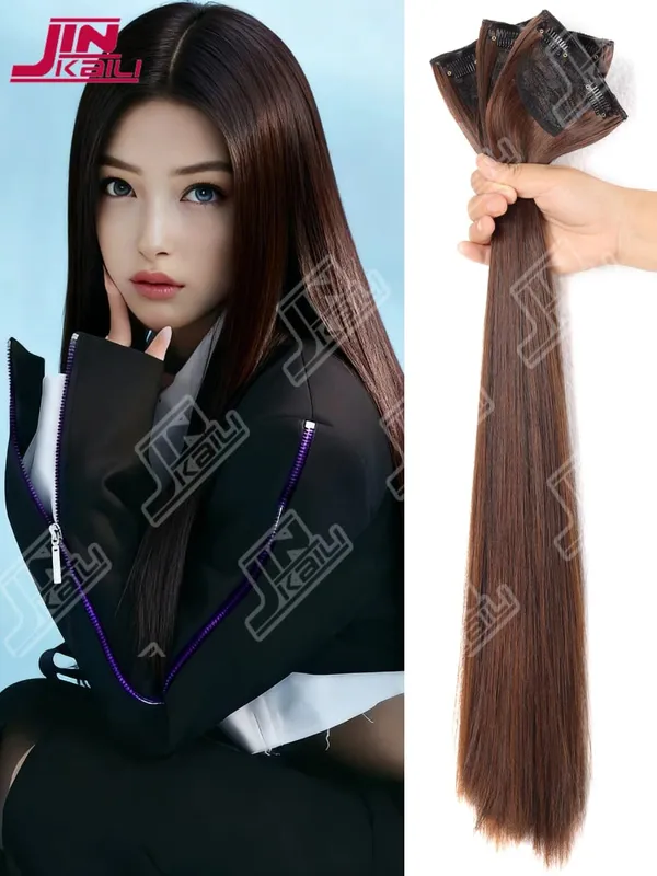 JKL Long Hair Extension Pieces Makatotohanang Volume Boost Invisible Traceless Three Piece Set Asian Synthetic Hair Extension
