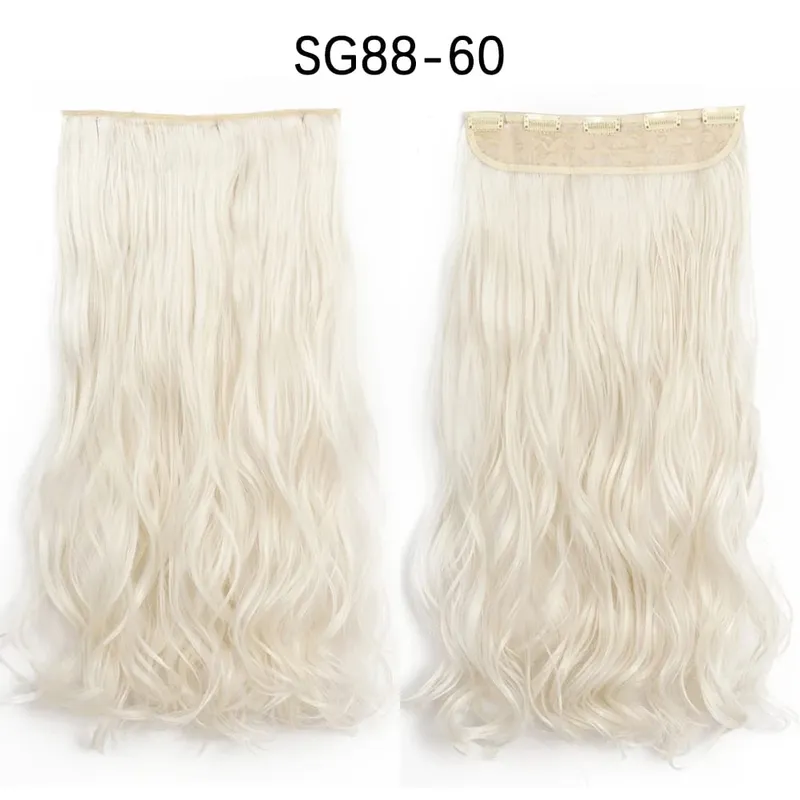 Azqueen Synthetic 5 Clips in Hair Extension Long Straight Hairpiece Haistyle high temperature fibert Golden brown black