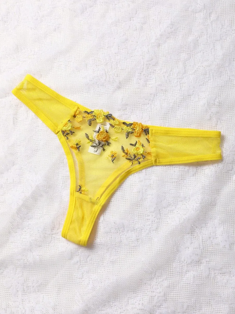 Women Sexy Lace Lingerie Push Up Lingerie Bra And Panty Sets Female Underwear Flower Embroidery Bralette Set