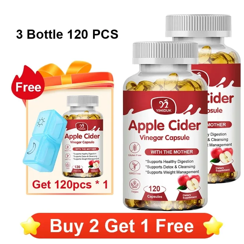 Apple Cider Vinegar Capsules 1600mg Supports Digestion Natural Cleansing Weight Management Immune Health & Metabolic Balance