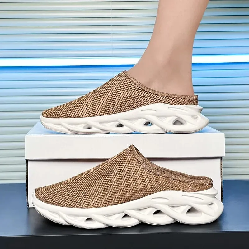Men Slippers Summer Breathable Home Indoor Slippers Men Thick Bottom Slides Fashion Couple Walking Shoes Chanclas Hombre 39-48