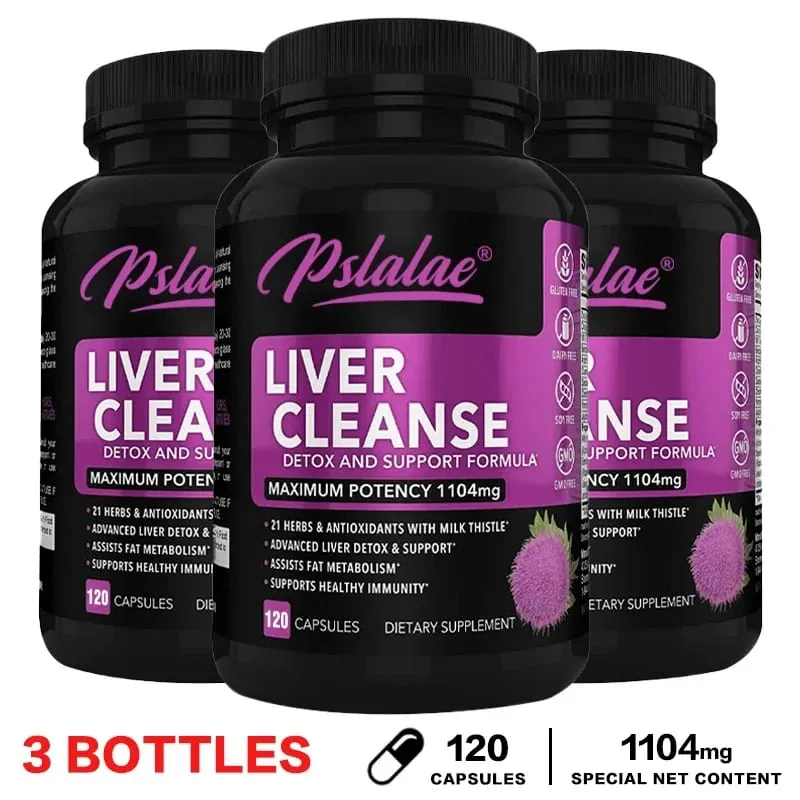 Liver Cleanse Detoxification Support Supplement - Complete Health Capsules with Artichoke Berberine Turmeric Herbs