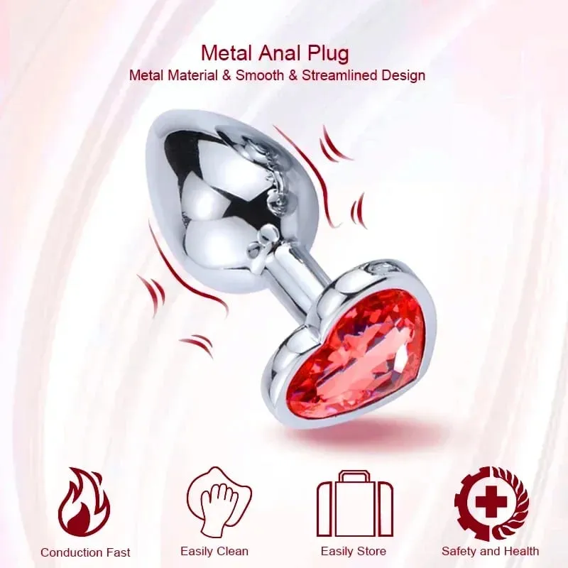S/M/L Anal Plug Heart Metal Crystal Anal Plug for Women Removable Stainless Steel Butt Plug Men Stimulator Anal Sex Toys Dildo — image 3
