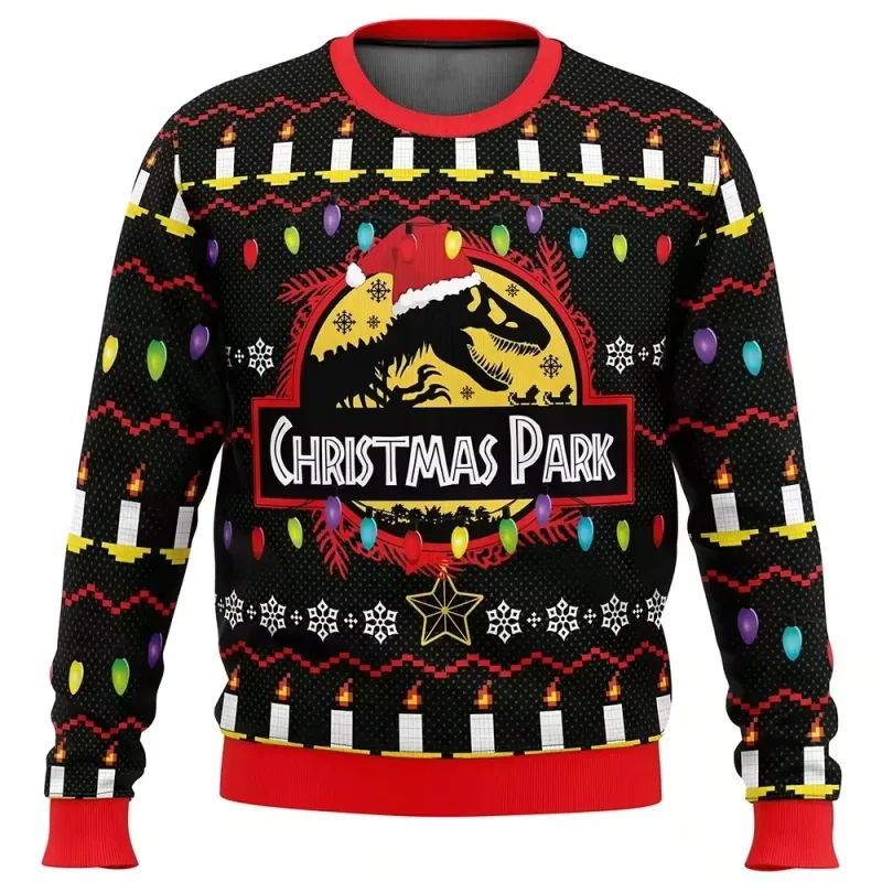 Jurassic Park Dinossauros Feliz Natal Roupas Presentes Suéteres de Papai Noel moletons masculinos e femininos 3D Festa de outono
