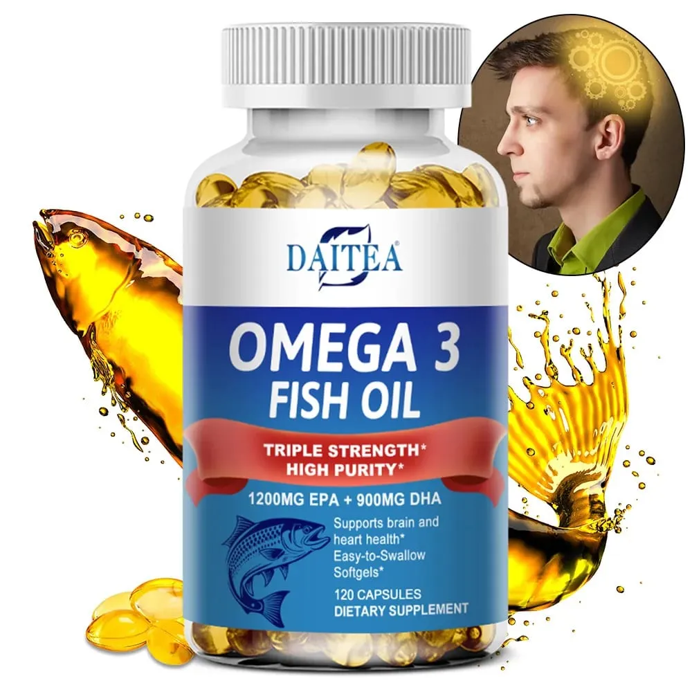 Omega 3 Fish Oil - for Nervous System Skin and Hair Health Antioxidants - Easy To Swallow