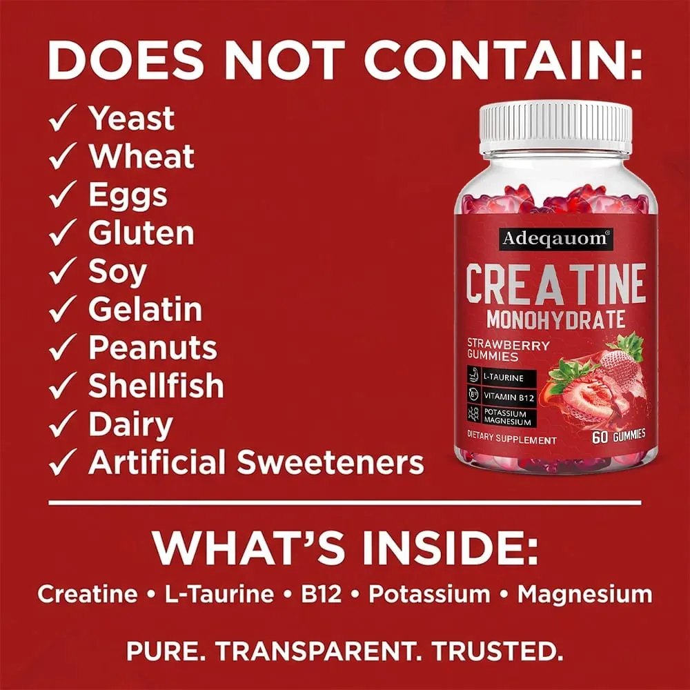 Creatine Monohydrate Gummies 5000mg Pre & Post Workout na Suporta para sa Lakas at Pagbawi ng Muscle Build Muscle Mass Vegan
