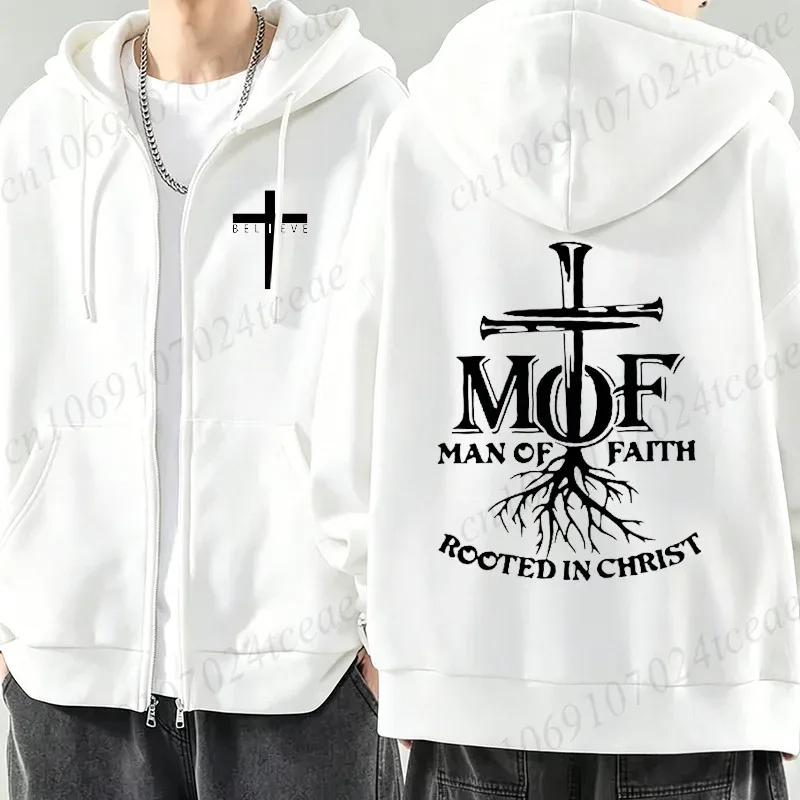 New Fashion Zipper Hoodies Christ Jesus Cross Print Men Hoodies Sweatshirts Fleece Hip Hop Street Hoodie Zip Up Sweatshirts Top