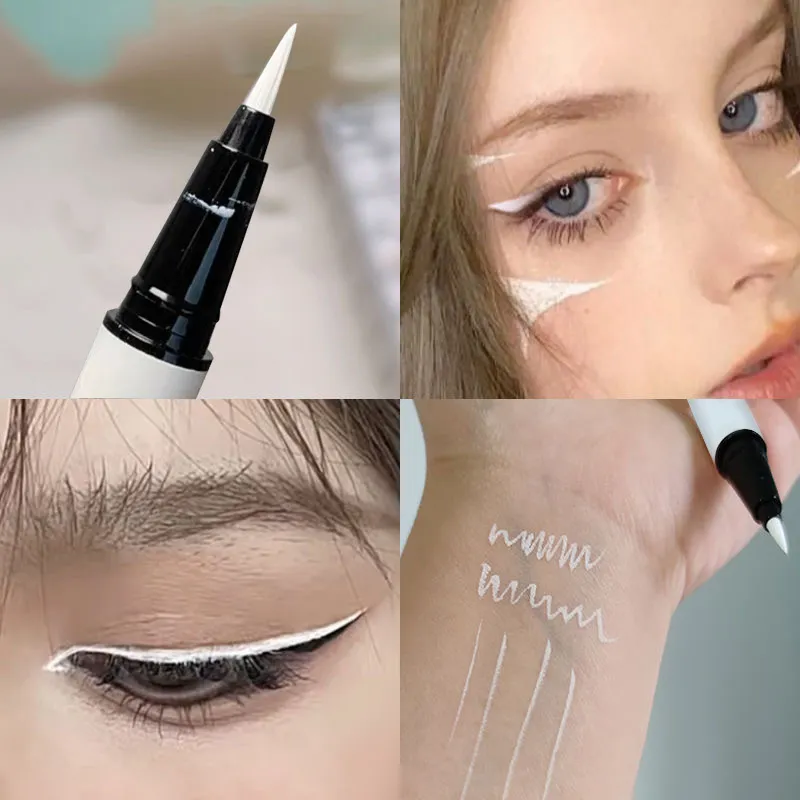 Ultra-thin Matte White Eyeliner Liquid Pen Waterproof Sweat-proof Long-lasting Lying Silkworm Pen High Pigment Smooth Eye Makeup