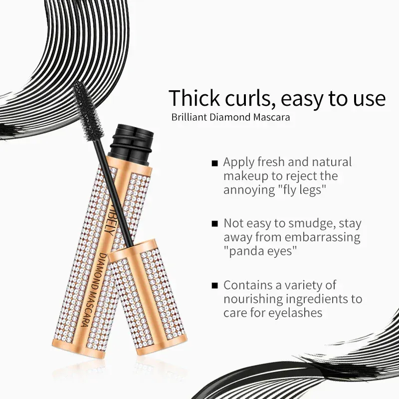 Mascara diamant 4D en Fiber de soie, Extension de cils longs imperméable, épais, noir, produits de maquillage pour les yeux, cosmétiques