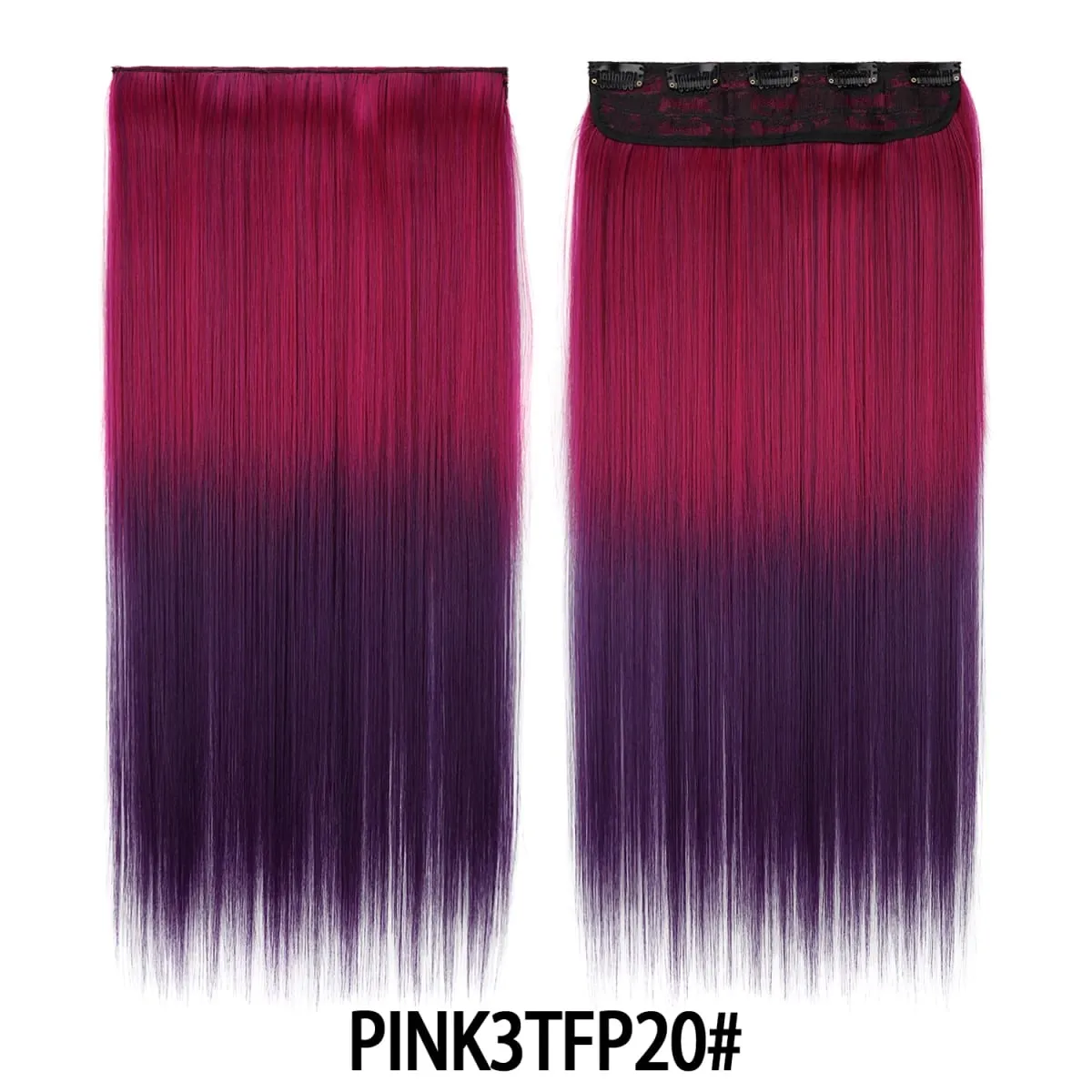 Jeedou Rainbow Hairpieces Clip In Hair Extension One Piece With 5Clips Ombre Color Straight Hair Wig For Girls Halloween Cosplay