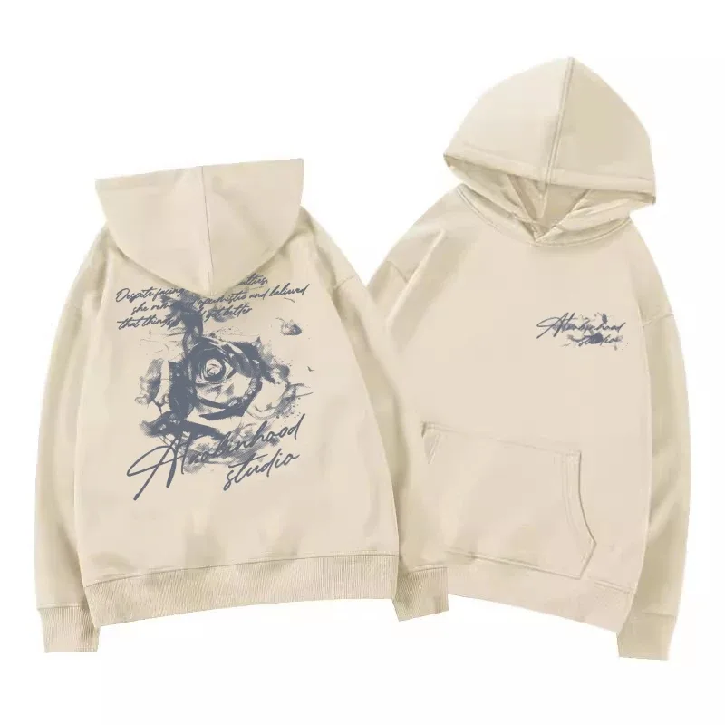 Kwiat róży Mężczyźni Kobiety Bluza z kapturem Outdoor Street Casual Loose Sports Comfort Sportowa Wszechstronna Codzienna zimowa jesienna bluza