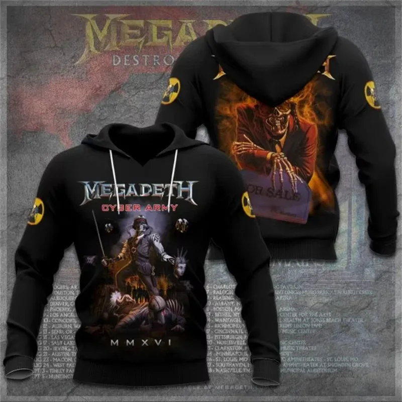 Rock Band Megadeth 3D Print Hoodies Men Women Fashion Retro Y2K Graphic Hoodie Sweatshirt Mens Clothing Men Tracksuit Gift Fan