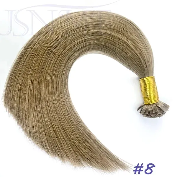 Virgin Hair Flat Tip Hair Extensions Natural Real Human Hair Fusion Capsule Keratin Brown Blonde 1g/pramínek 14-22 palců pro ženy — image 12