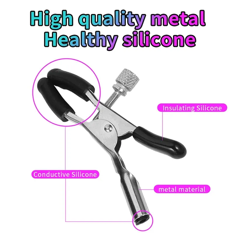 Remote Control Electric Shock Metal Nipples Clamps Breast Stimulation Massage Clitoris Labia Clips Adult Sex Toys for Women Men