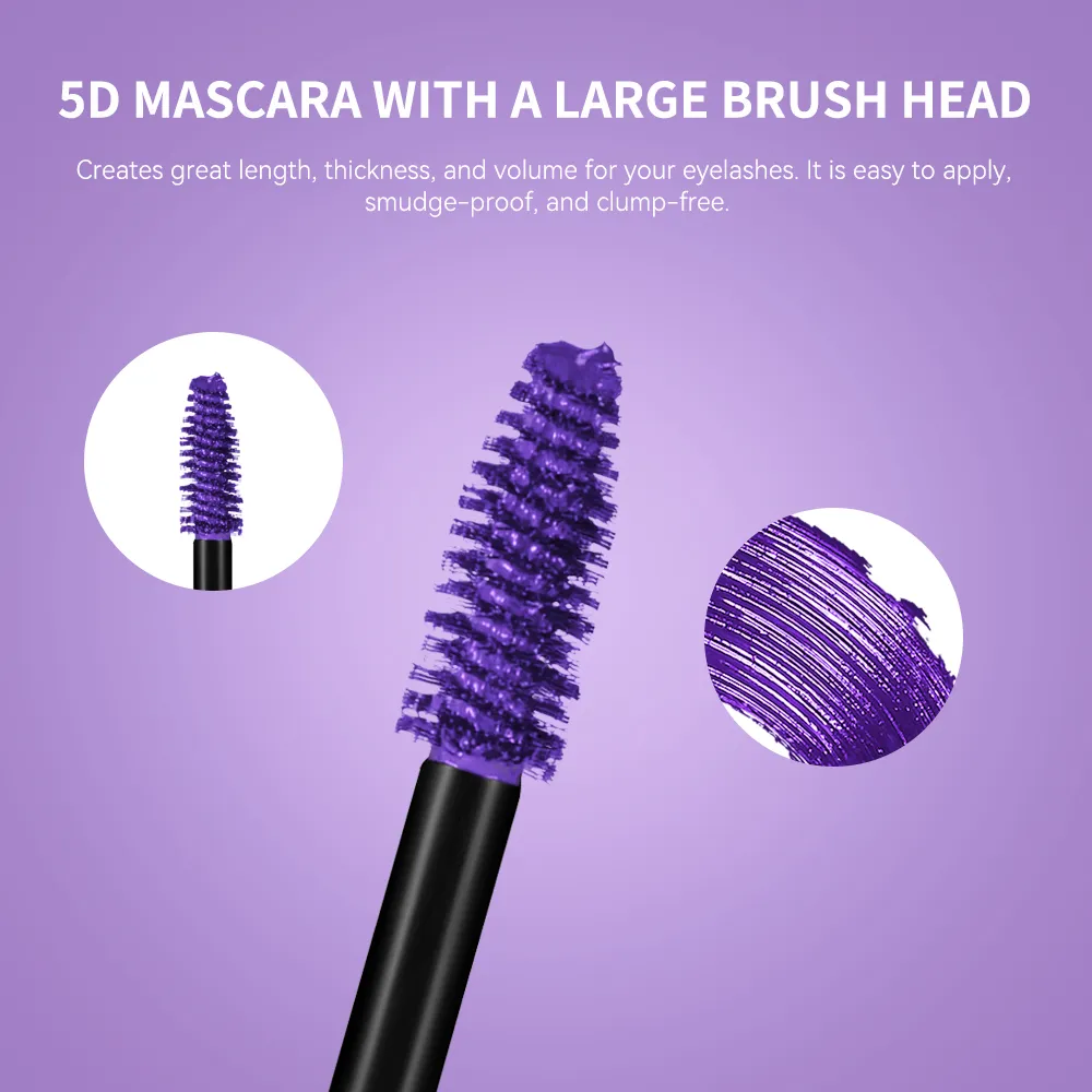 5D Mascara Waterproof Long Lasting Volumizing Curling Lengthening Smudge Proof Colored Eye Make Up Party Festival Cosmetic