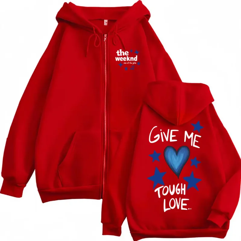 The Weeknd "een van de meisjes" Zip Up Hoodies Mannen Vrouwen Mode Hip Hop Jas Sweatshirt Jassen Casual Oversized Rits Truien