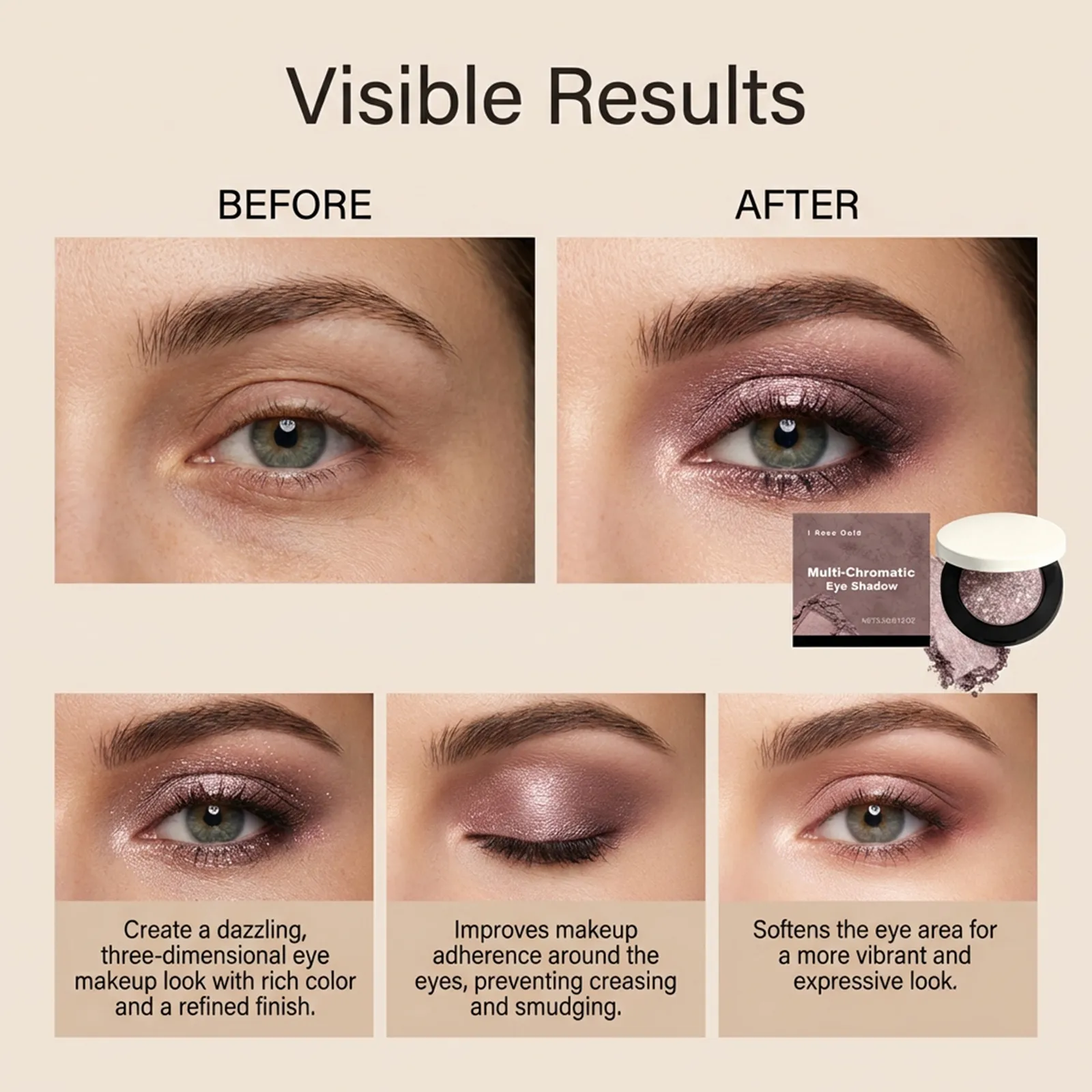 Rose Gold Shimmer Shine Eye Shadow Daily Natural Glow Colorful Lustrous Eyeshadow Portable Compact Palettes For Travel Office Dating Party Eye Makeup Cosmetic