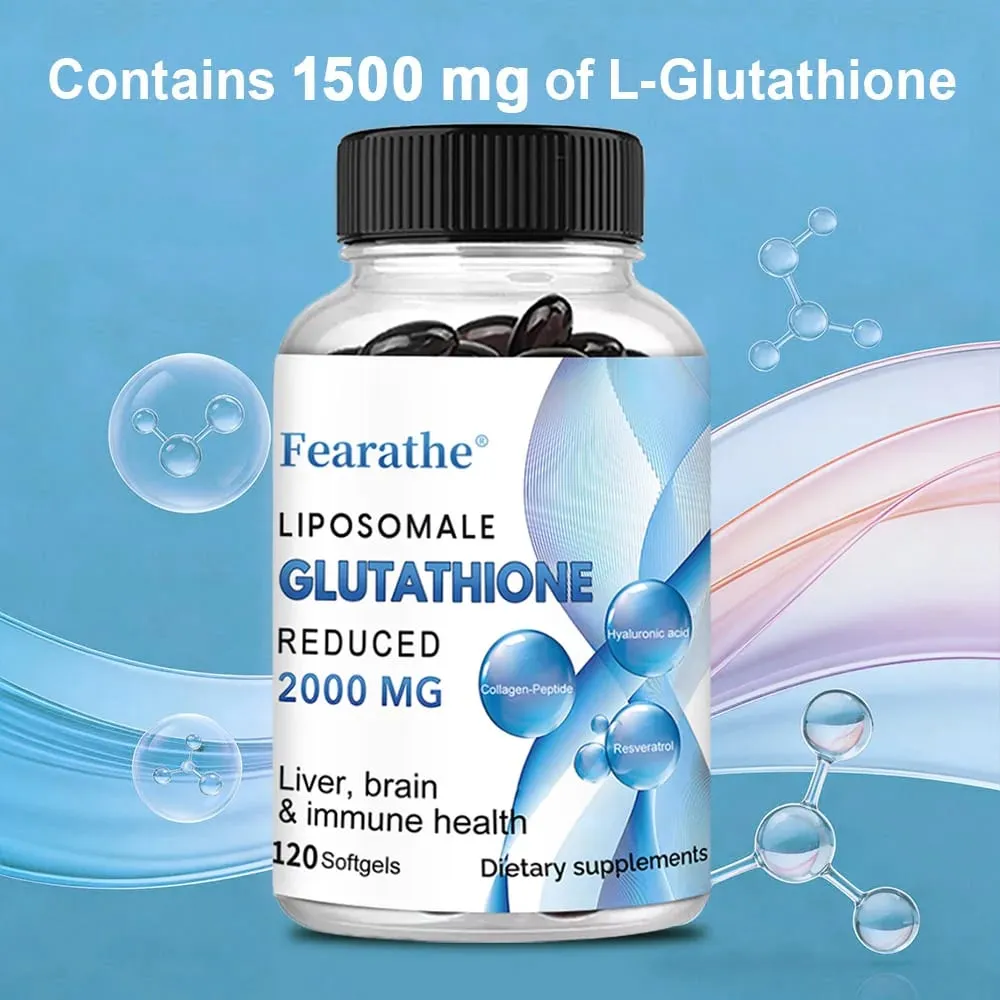 Cápsulas de glutationa lipossomal, suplemento antioxidante para a saúde da pele, cuidados com a pele saudável, unhas, suporte imunológico