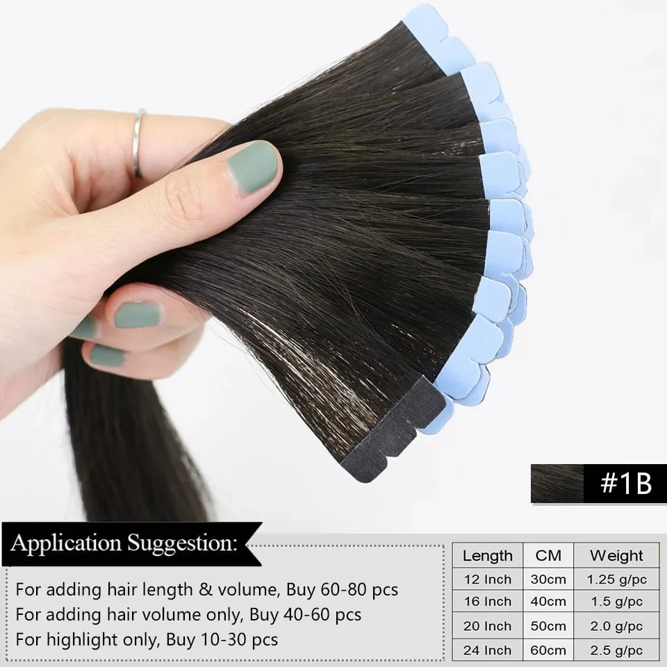 Mini Tape In Hair Extensions Human Hair PU Skin Weft Machine-Remy Straight Tape in Extensions 10pcs For Side Hair Tape ins