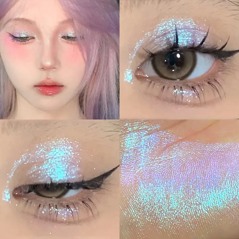 Glitter Highlighter Liquid Eye Shadow Multichrome Shimmer Eyeshadow Chameleon Eye Makeup High Gloss Pearl Shiny Eye Shadow — image 1