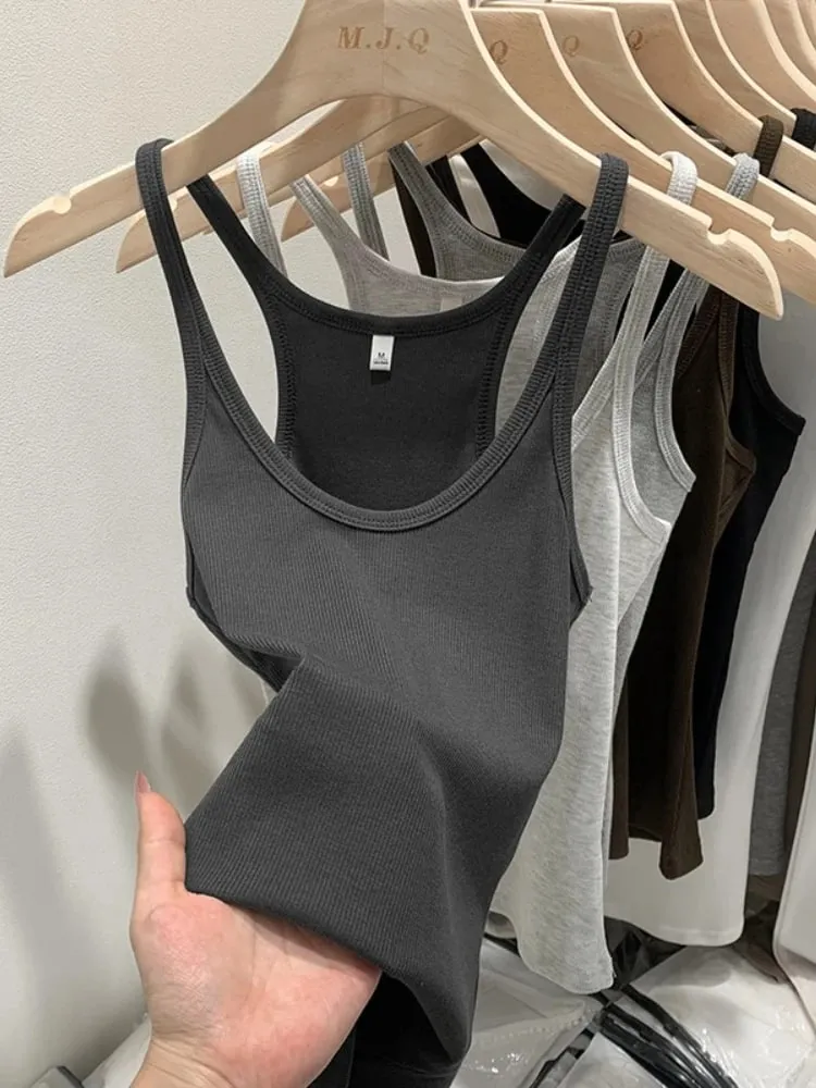 Layering Outerwear Tees 2026 Summer Y2K Hot Girl Knitted Ribbed Women Camis Figure Flattering Sleeveless Tank Top