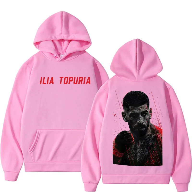 Ilia Topuria El Matador Vintage Graphic Hoodies Men's Clothing Violence Aesthetic Sweatshirts Casual Fleece Pullovers Streetwear