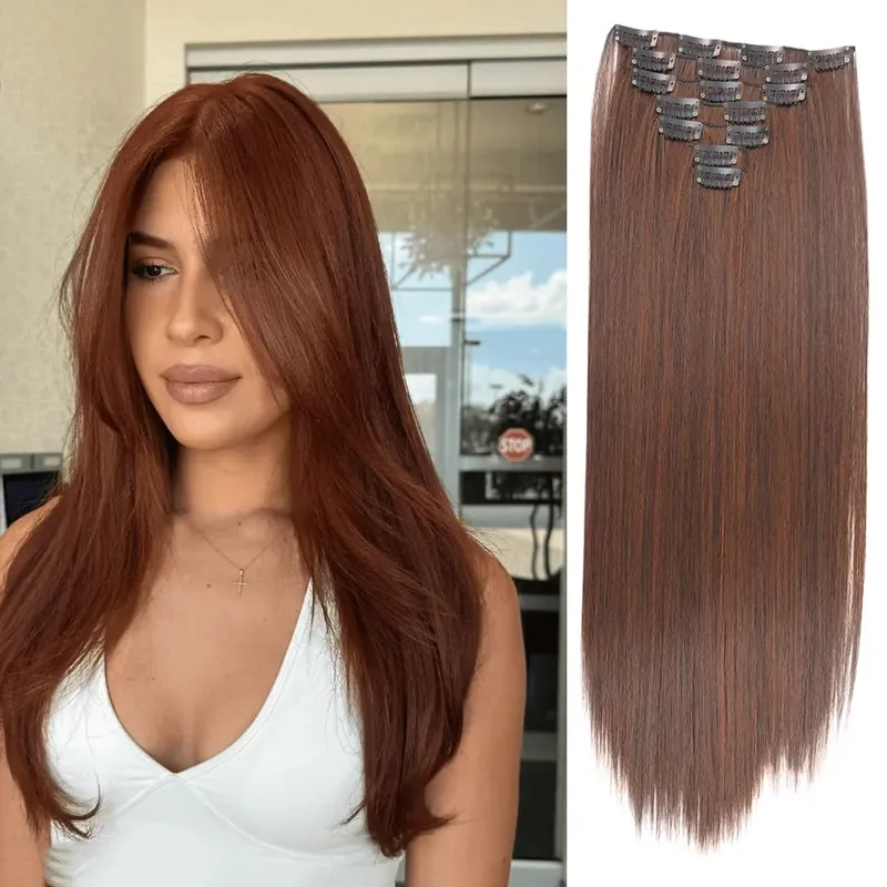 Synthetic 7 Pieces/Set 22 Inch Straight Hair Extensions Clip-In Extensions Christmas Halloween Hair Extensions