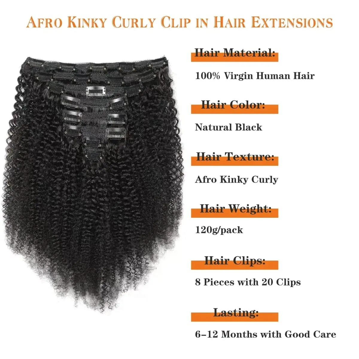 Real Remy Afro Coily Clip In Human Hair Extensions Unprocessed 4B 4C Afro Kinky Curly Clip Ins For African Americans Black Women