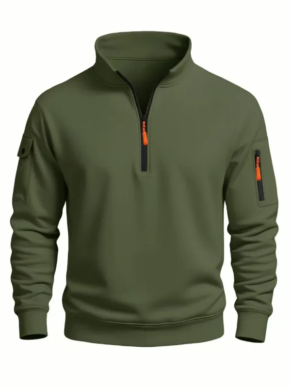 Men's Sweatshirt 2025 Autumn and Winter New Casual Sports Casual Long Sleeved High Neck Half Zipper Windproof Top
