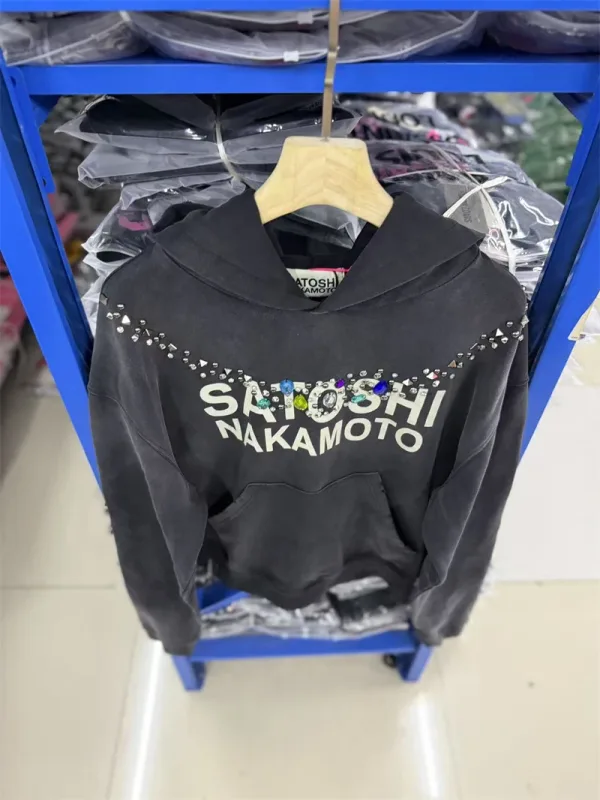 Autumn/Winter SN Necklace Letter Print Washed Vintage Hoodie High Street Casual Cotton Loose Sports Versatile Trendy Tops Men