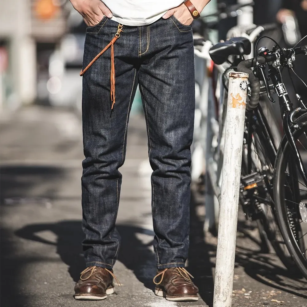 Maden vintage raw denim jeans para homens 14.8 oz jeans lavado reto cônico ajuste calças de cintura média calças casuais
