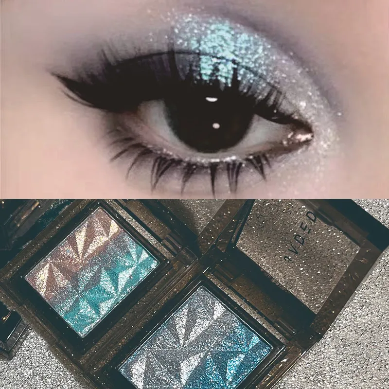 Metallic Gradient Eyeshadow Palette Silver Blue Punk Smoky Eye Shadow Högpigmenterad pressad lila Glitter Eyes Makeup Palett