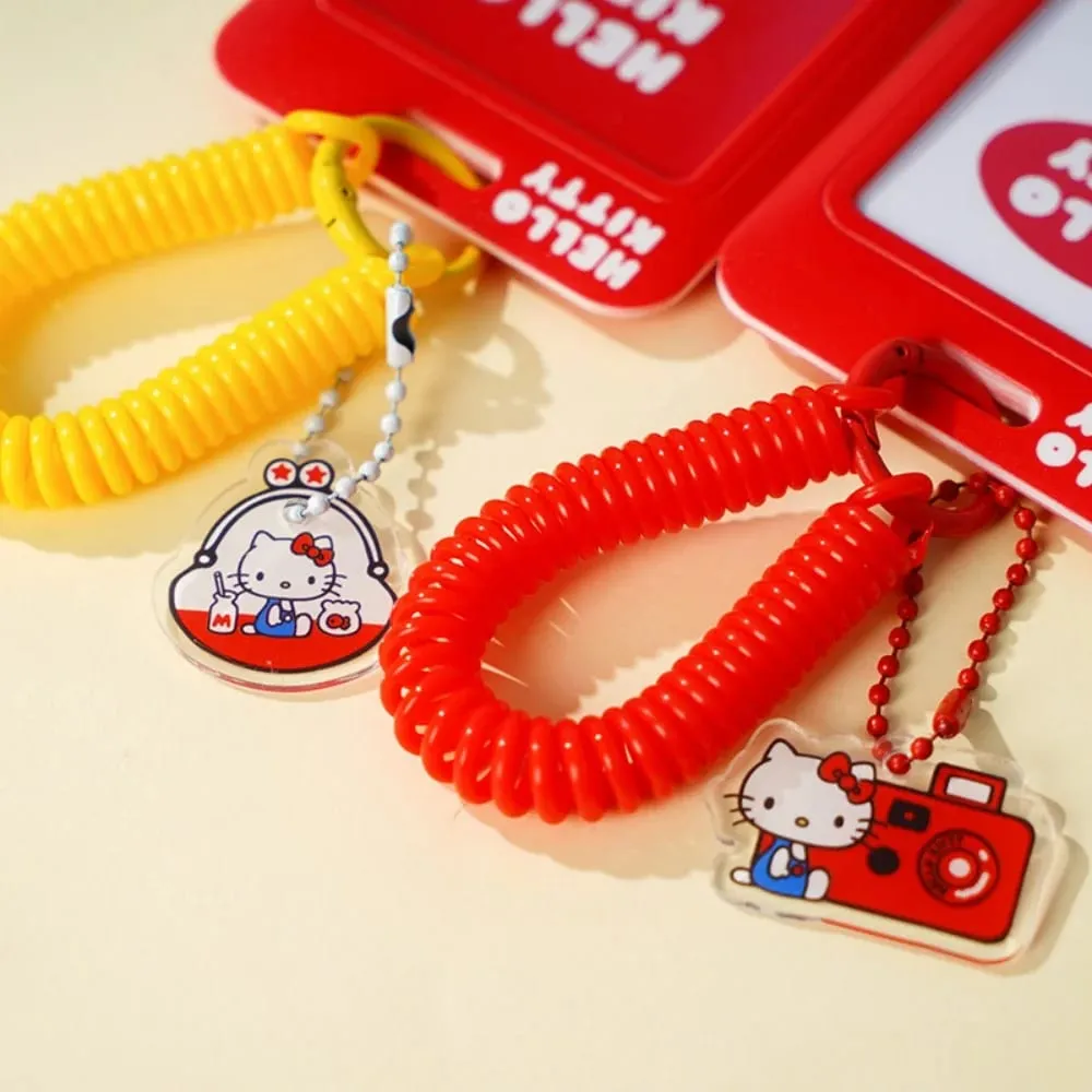Genuine Sanrio Hello Kitty Slide ID Tag Name Identity Badge Holder Reel Working Permit Case Staff Employee Pass Work Card Gifts