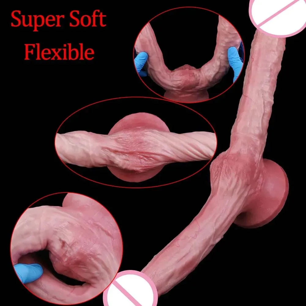 47Cm Thực Tế Dài Dương Vật Giả 2 Đầu Hậu Môn Âm Đạo Kích Thích Đồ Chơi Tình Dục Có Mút Dành Cho Các Cặp Đôi Đồng Tính Nữ Người Đồng Tính Nam trưởng Thành Dụng Cụ