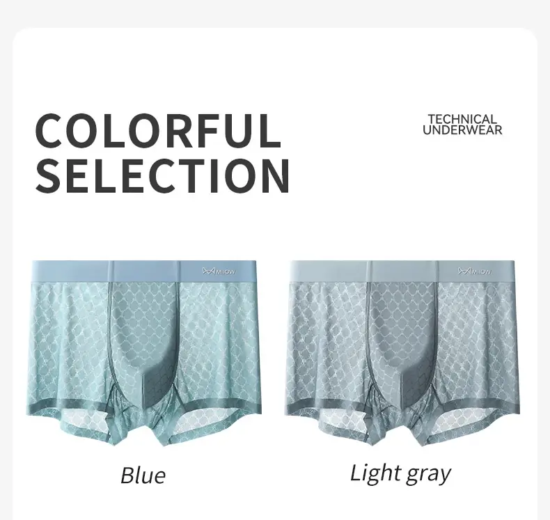 MiiOW 3 pièces sans couture glace soie hommes caleçon boxeur été respirant maille hommes culottes antibactérien homme caleçons boxeurs slips