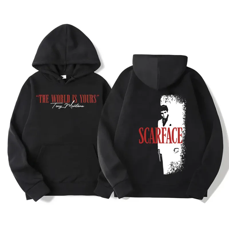Classic Scarface Movie Hoodies Men Women Retro Gothic Pullovers Sweatshirts The World Is Your Tony Montana Streetwear