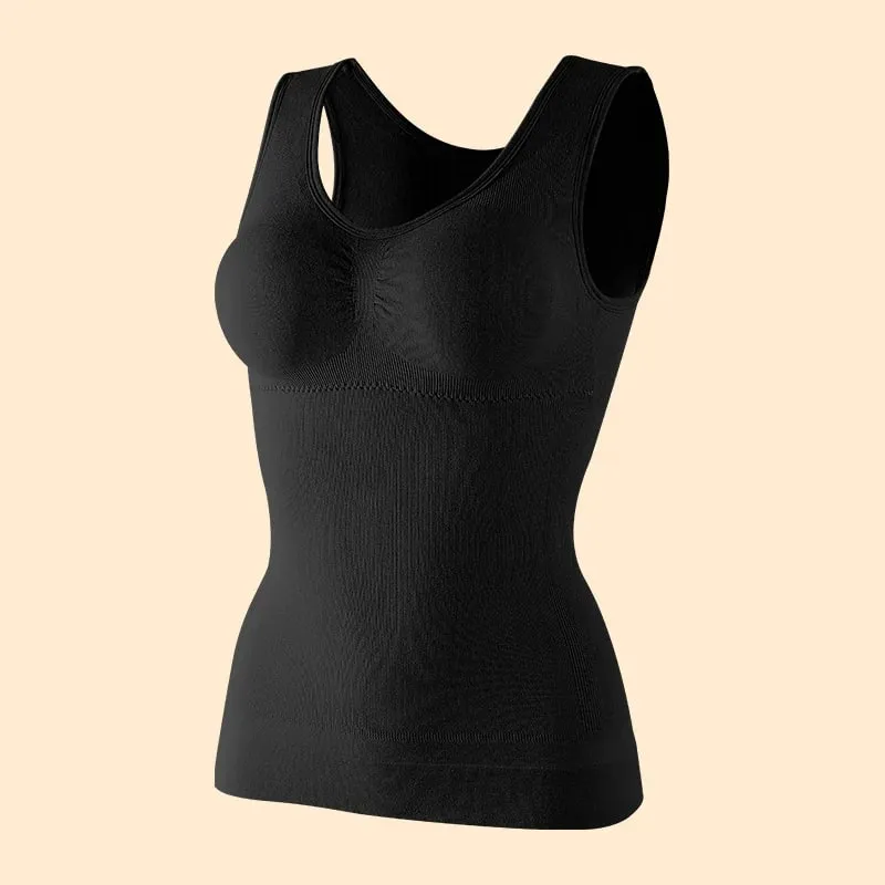 Women Tummy Control Shapewear Classic 2-IN-1 With Padded Bra High Elastic Vest Body Shaper Up Lift Corset Cami Tank Tops 3Colors