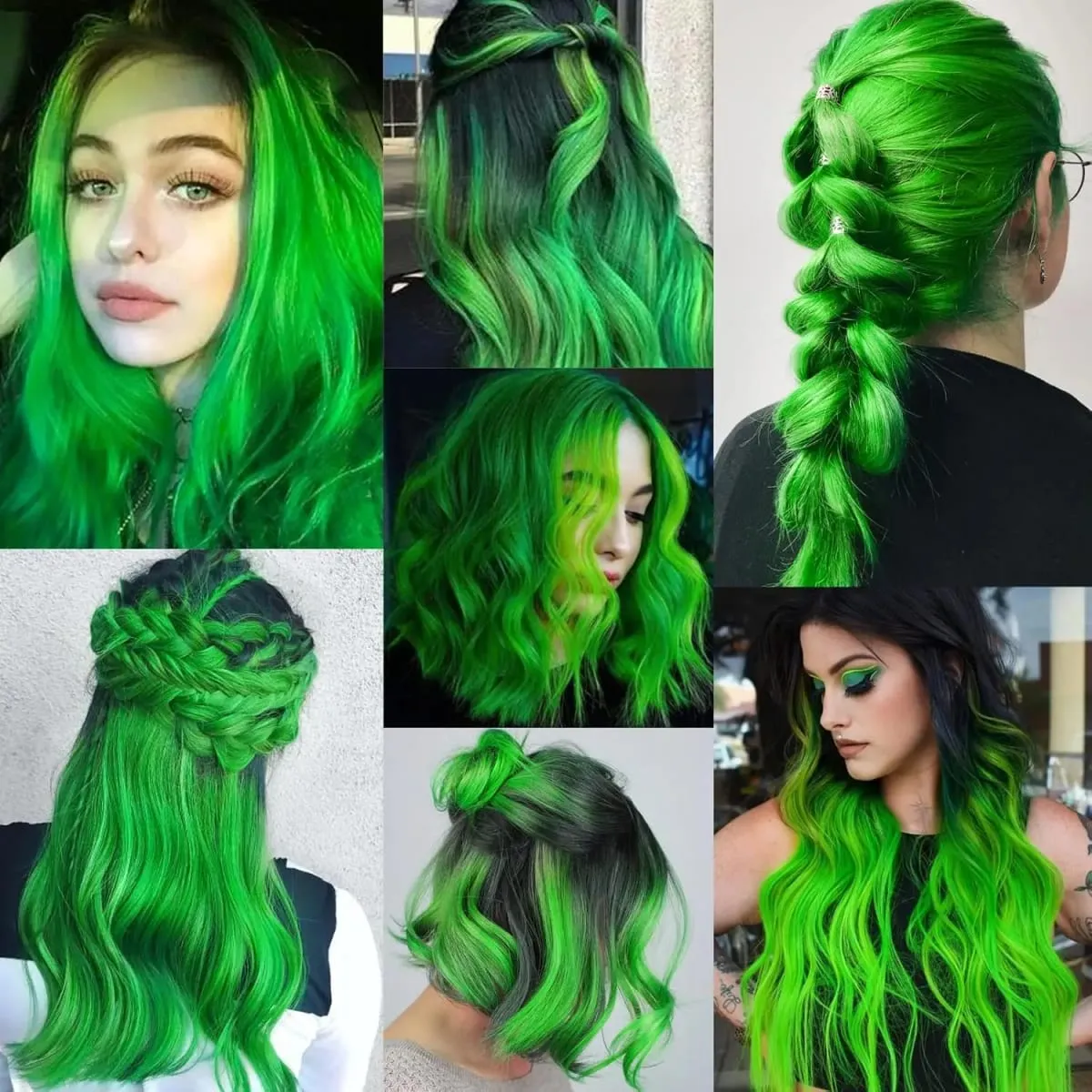 12 PCS Green Hair Extensions Clip in Colored Party Highlights Extension for Kids Girls Synthetic Hairpiece Straight 22 inch