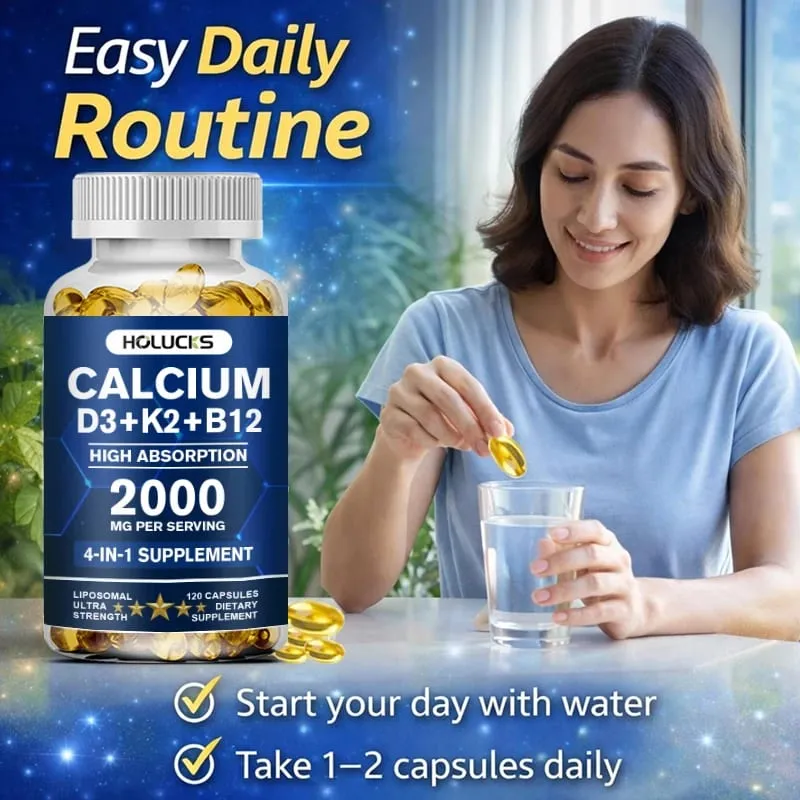 Calcium Supplements with Vitamin D3 K2 Support Bone Muscle TeethHealth Replenish Joints Calcium Absorption