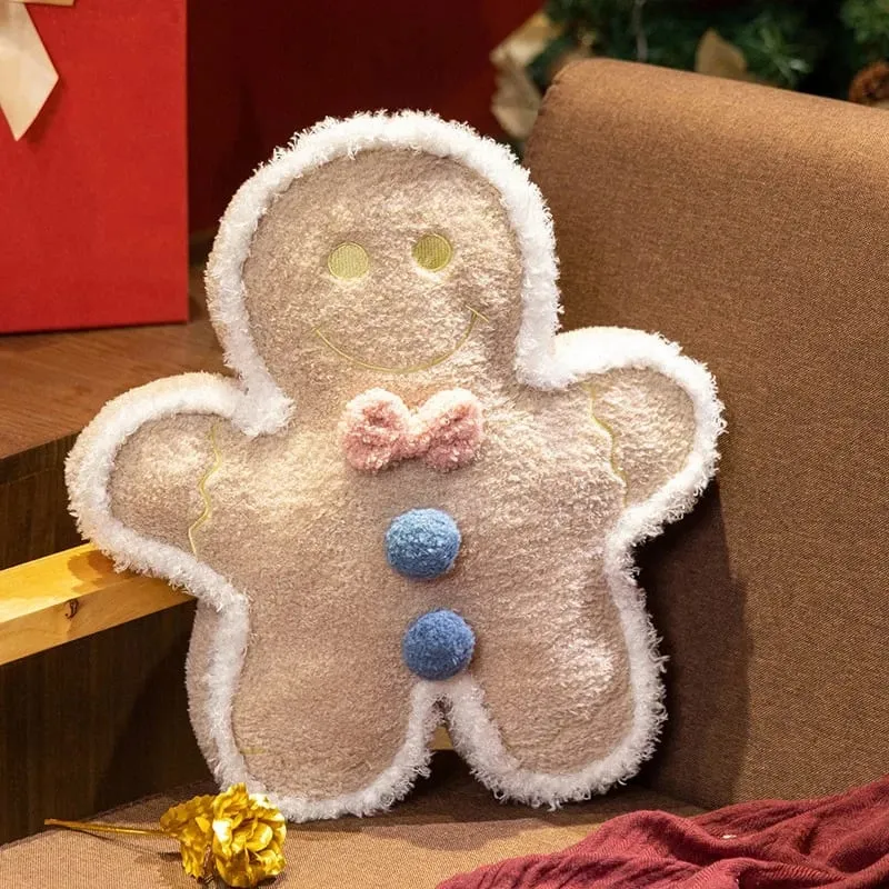Hot Christmas Gingerbread Man Pillow Soft Plush Toy Decoration Funny XMas Plushie High Quality Christmas Birthday Gift Decor