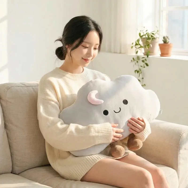 55*45CM Nordic Style Fluffly Soft White Blue Pink Weather Cloud Plush Toys Creative Stuffed Simulation Throw Pillow Sofa Cushion