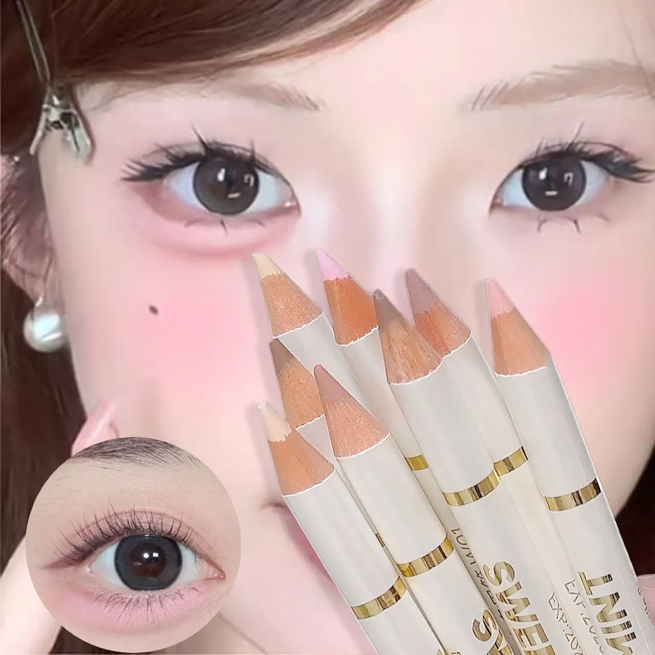 Dual End Aegyo-Sal Makeup Pen Nude Apricot Brown Under Eye Highlight & Shadow Pencil Natural Contour Brightening Eye Liner