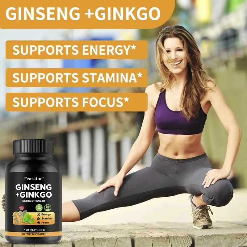 Panax Ginseng + Ginkgo Biloba Complex Capsules - Traditionally Used to Boost Energy Memory and Focus for Men and Women