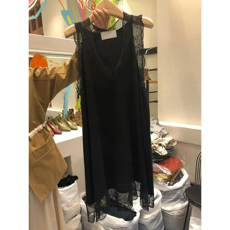 Elegant plus Size Summer Dress with Wood Grain Sleeveless Vest Style A-Line Midi Dress for Plump Women Korean Style