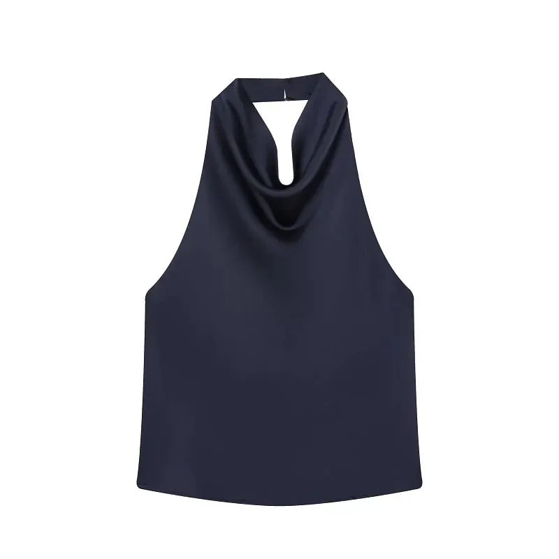 Satin Halter Tops for Women off Shoulder Backless Tops Woman 2026 Sexy Strapless Women's Tops Camisole Beach Top Female