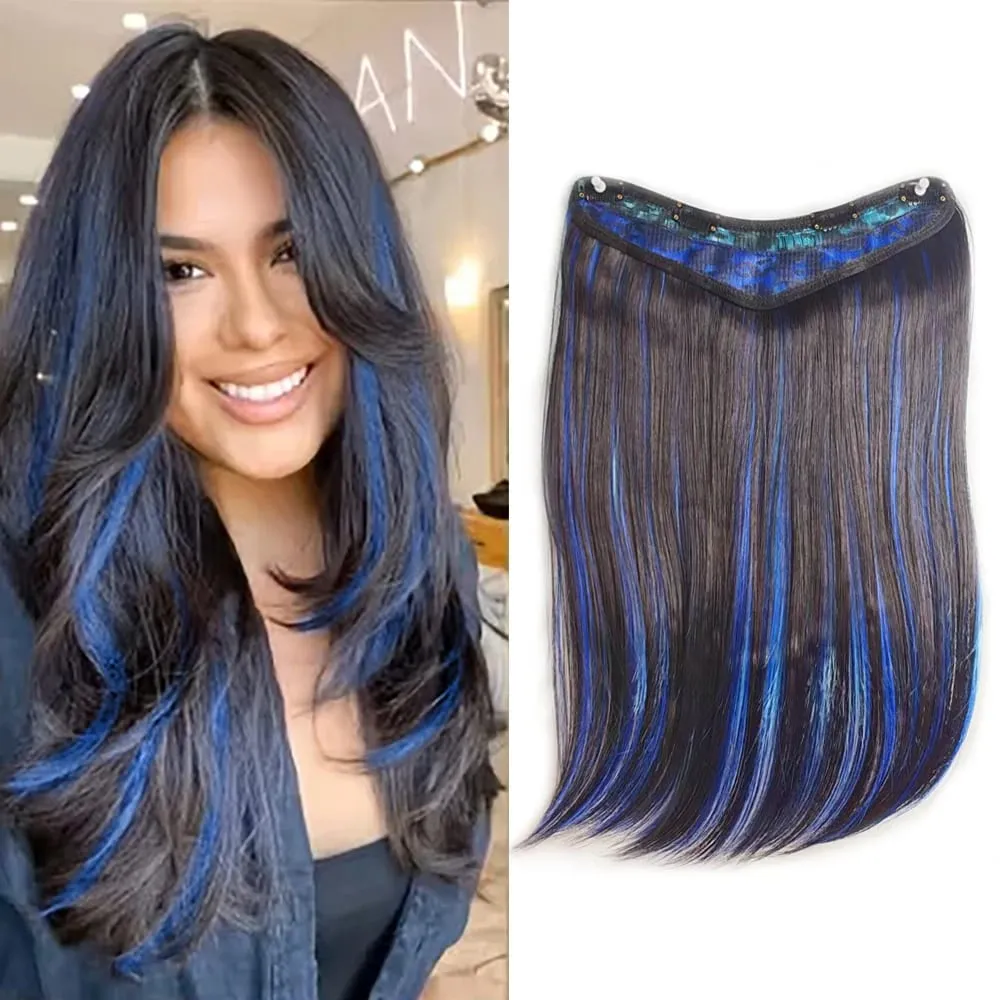 18inch V-shaped clip in hair extension layered hair extension adds volume.made of synthetic fiber for women
