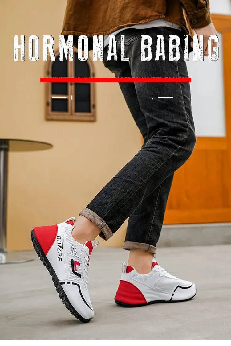 Men's Fashionable Low-Top Color-Blocked Breathable Mesh Running Sneakers